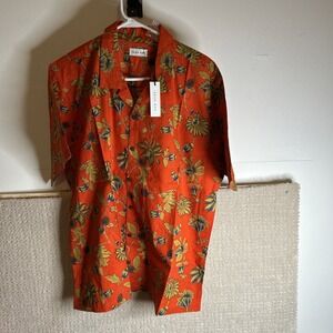 NWT Raga Man Shirt Men Floral Button Up Short Sleeve Camp Collar 2XL